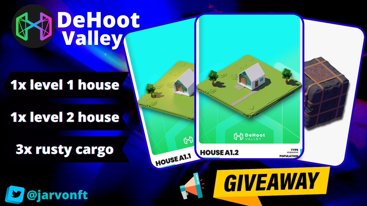 jarvonft's tweet photo. 5x Winners (DeHoot Valley) #NFTGiveaways🔥  

👇How to Enter👇
1⃣Follow @jarvonft &amp; @DehootValley
2⃣Join Discord https://t.co/jt9BcLgckY
3⃣RT+💖,Tag 3 friends
4⃣Wax Wallet👇
⌛️72hr

#NFTGame #WAXP #NFTCommunity #Giveaways #WAX #PlayToEarn #NFTGiveaway #NFTdrop #NFTgaming https://t.co/puA23Z7iyB