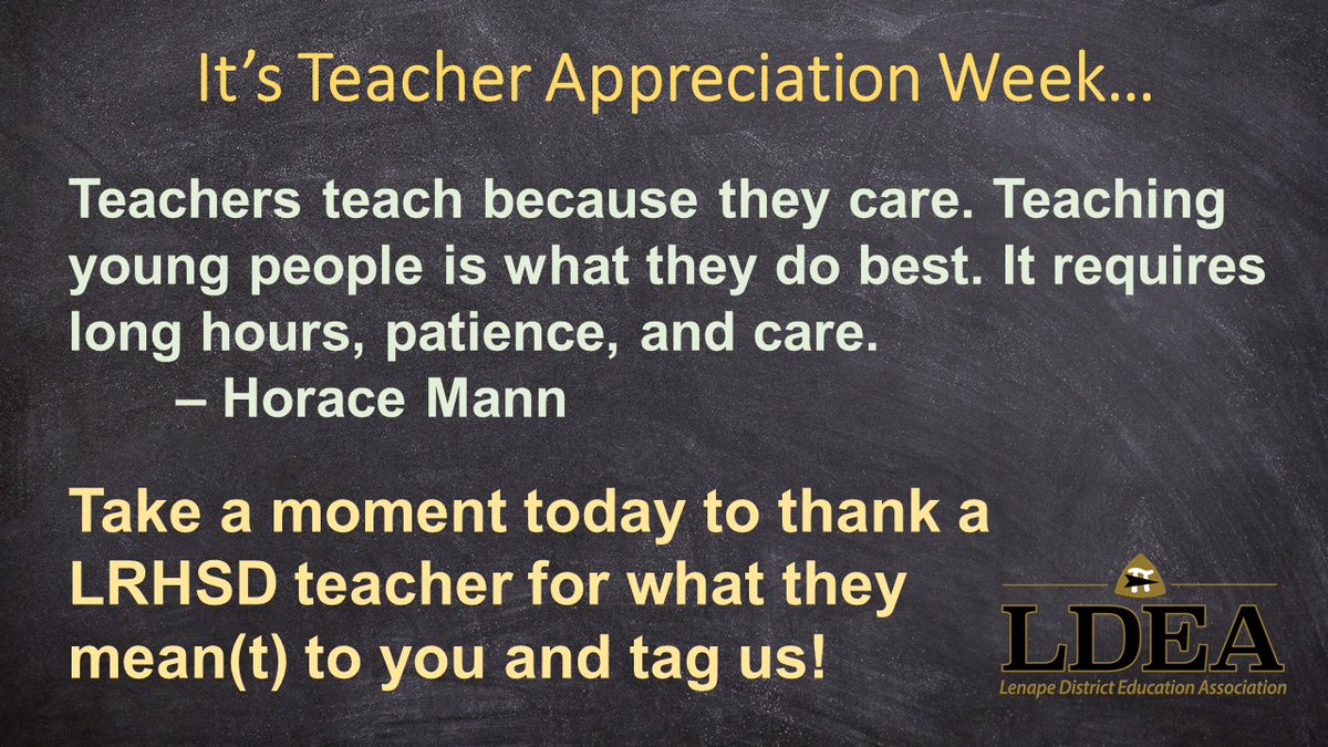 Please take a moment to let a teacher know how they positively impacted your life and tag us. It would make their day! @LenapePride @LenapeLeaders @ShawneeHSNJ @SHSRenegades @Cherokee_HS @ChiefsAthletics @SenecaFamily @Seneca_bev @SequoiaLRHSD @TAPLRHSD