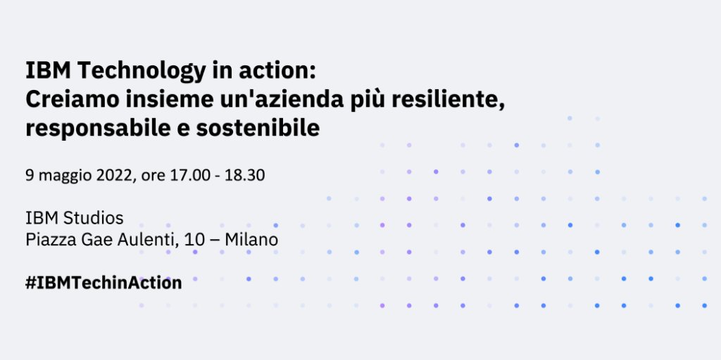 📌 Non mancare a #IBMTechinAction: Creiamo insieme un'azienda più resiliente, responsabile e sostenibile

💡 Approcci strategici e soluzioni per massimizzare i benefici ambientali e sociali e ridurre i costi di questa transizione

👉 Registrati: ibm.co/379uDQj