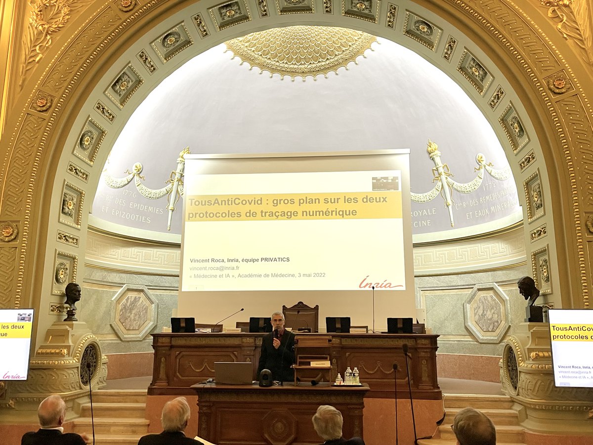 [EVENEMENT]
#Tousanticovid, le protocole de #traçage #numérique par <a href="/vincentgrenoble/">Vincent Roca</a>, chercheur <a href="/inria_grenoble/">Centre Inria de l'Université Grenoble Alpes</a>, responsable de l’équipe <a href="/PrivaticsInria/">Castelluccia Claude</a>