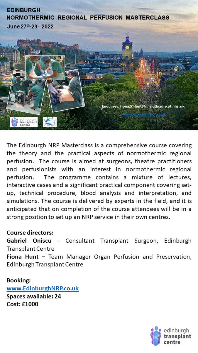 NRP Masterclass - 27th to 29th June 2022 Link to Register: EdinburghNRP.co.uk