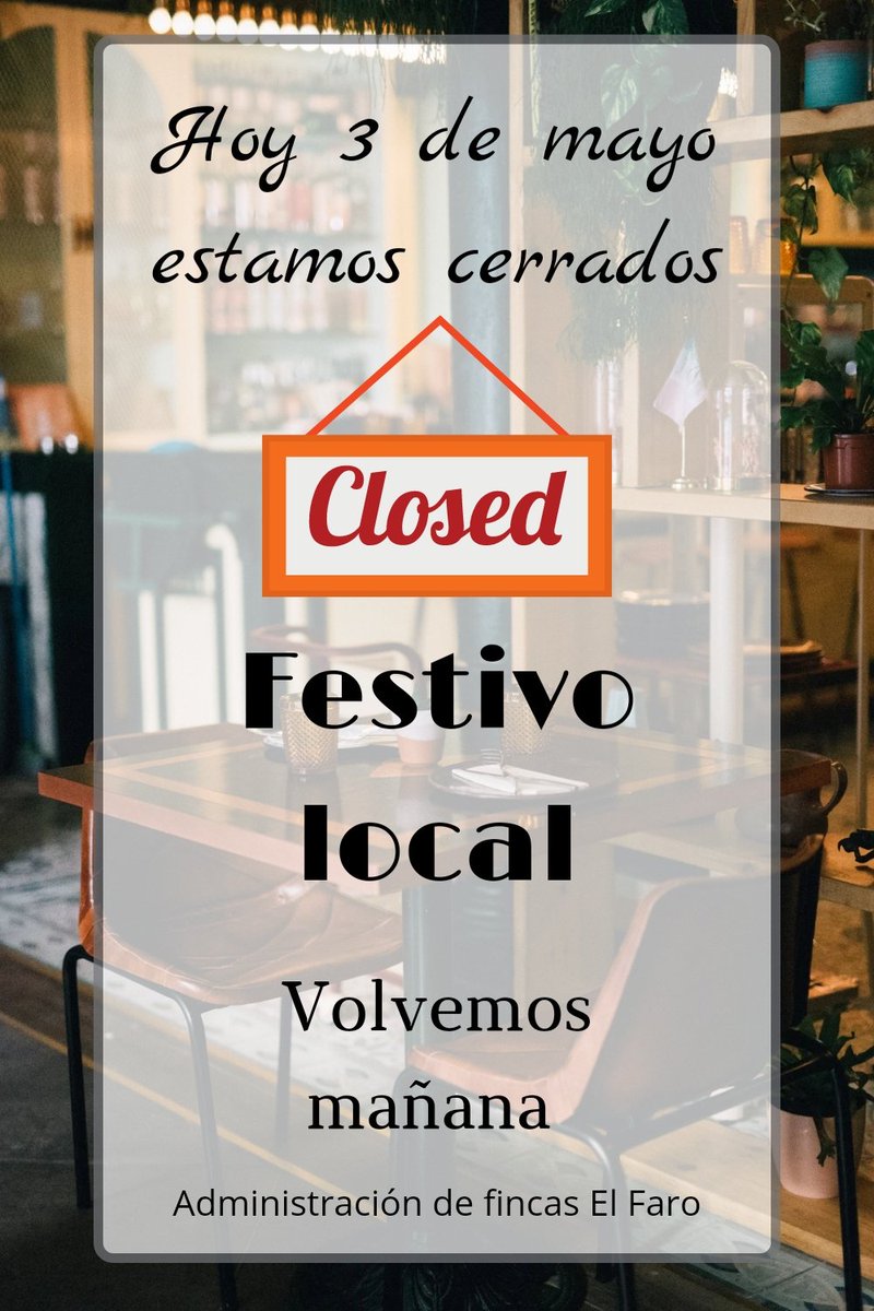 Hoy por festivo en Melilla, permaneceremos cerrados. 
Volvemos mañana con más fuerza.
Disculpen las molestias.