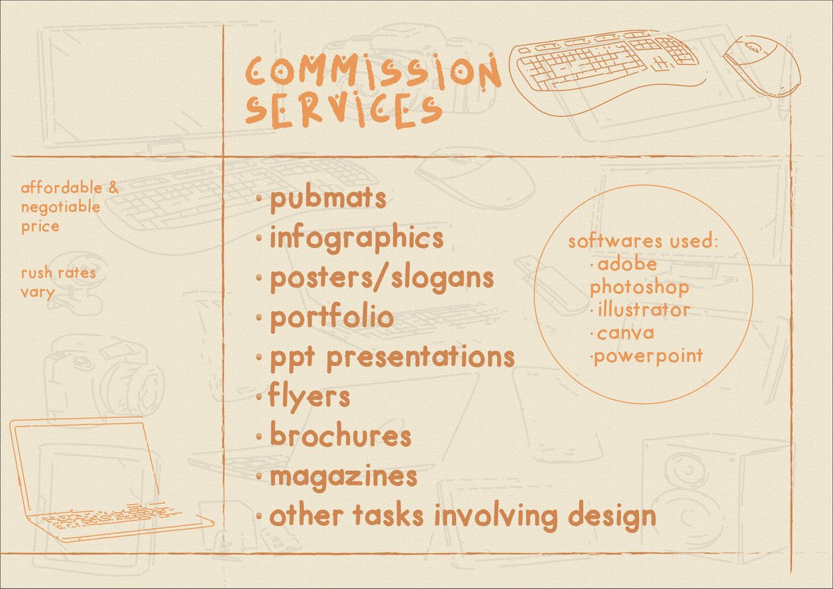 1oveseok's tweet photo. hi! i'm Jei. a start-up academic and graphic design commissioner here to do creative tasks for you with passion &amp; dedication. 🥰✨ Below are my offered services. Check my pinned for my portfolio and dm for further details. 😊

I hope for your support &amp; trust in my services.
🥰💗 https://t.co/zjpnqFKDcQ
