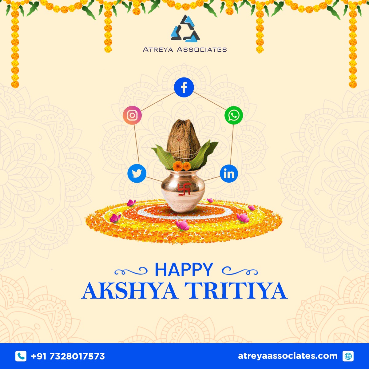 Atreya Associates wishes you a very Happy Akshaya Tritiya! May you explore through every success and joy in life and progress in all your professional and personal endeavors.

#AtreyaAssociates #AkshyaTritiya #FestivalCelebration