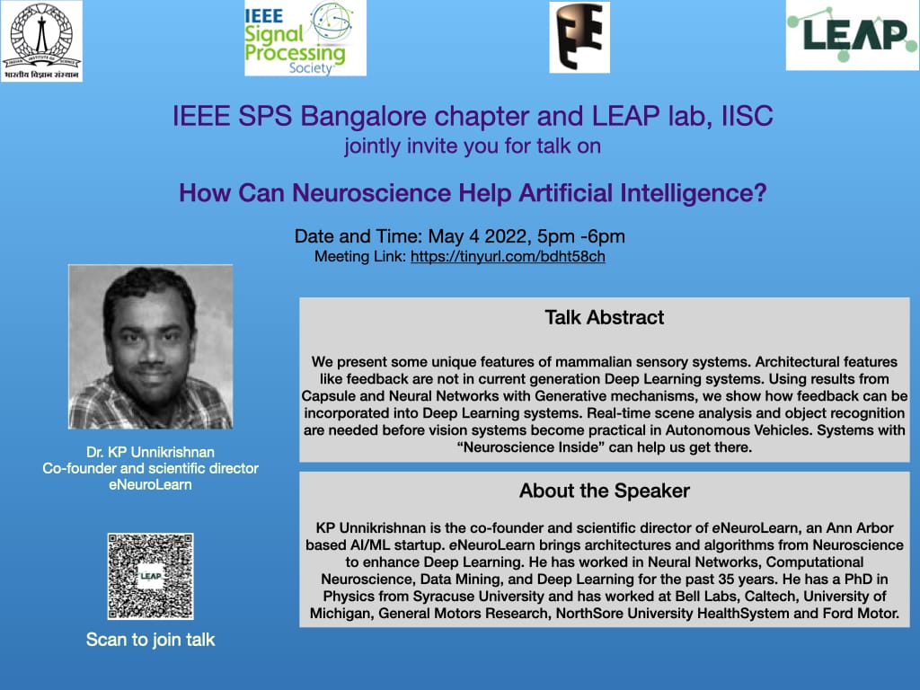 We inviting you to an exciting talk (online) tomorrow, 5-6pm. 'How can Neuroscience help AI?' #ArtificialIntelligence #neuroscience #talk #iisc @EecsIisc @iiscbangalore