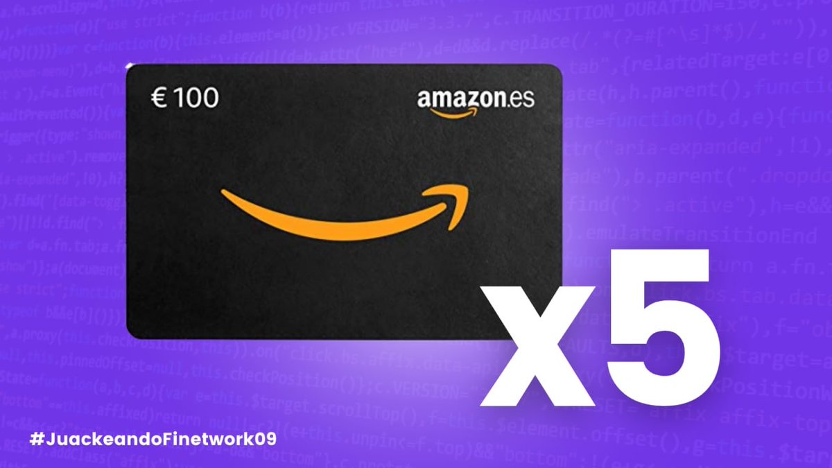 Engineers! Colaborando con <a href="/Finetwork/">Finetwork</a> para que ganéis uno de los 5 cheques regalo Amazon de 100€ que sortean!

Si quieres uno:

🔁 RT al tweet
🗯 Comentar con el HT #JuackeandoFinetwork09

Finetwork dará un ganador cada hora hasta las 17:00 🤞 #Colaboración