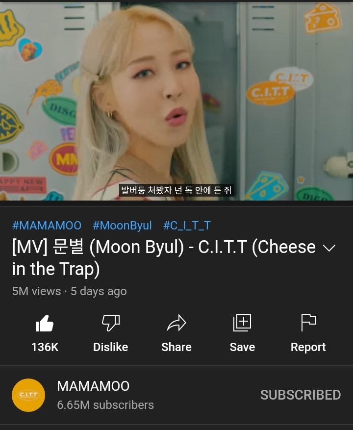 AlwaysMoonsun's tweet photo. Moonbyul C.I.T.T MV now surpassed 5M views in 5 days. 

Lets continue this energy. Keep streaming we still have chance tomorrow at show champion. Don't lose hope. Fighting!!

Stream: https://t.co/WiOcbGG7Vn https://t.co/bblvQ2LCDM