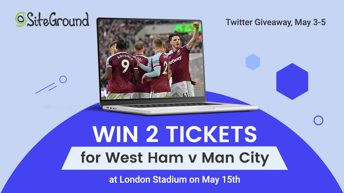 We've got two pairs of tickets to give away for the last home game of the season at London stadium between <a href="/WestHam/">West Ham United</a> and Man City on May 15!

For a chance to win:
➡️Follow <a href="/SiteGround/">SiteGround</a>
🔁RT this tweet
👤Tag a friend in the comments

Winners will be announced on May 6!

#WHUMCI