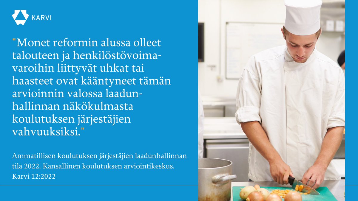 fineec1's tweet photo. Rahoitusleikkaukset ja #ammatillinenkoulutus uudistus eivät näytä heikentäneen ammatillisen koulutuksen laadunhallinnan tasoa. Valtaosa koulutuksen järjestäjistä arvioikin laadunhallintansa hyväksi. Koulutuksen järjestäjien välillä on kuitenkin eroja. 1/4 #laadunhallinta #reformi https://t.co/0V5xIv47oS