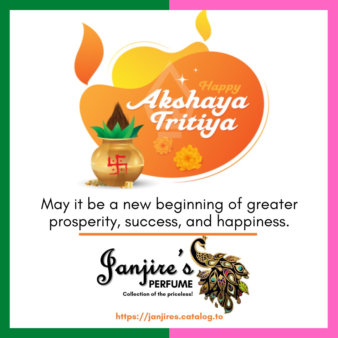 Nil_Janjire's tweet photo. #Happy #akshayatritiya2022
#festivevibes #FestiveSeason 
#janjiresperfumecollection
.
.
.
.
.
Contact us for more details:
Whatsapp/ Call: 9767998672
Email: janjirescollection@gmail.com

#perfumes #authenticfragrances #authenticperfumes #importedperfumes #importedfrgrances https://t.co/RuNTk7xygx