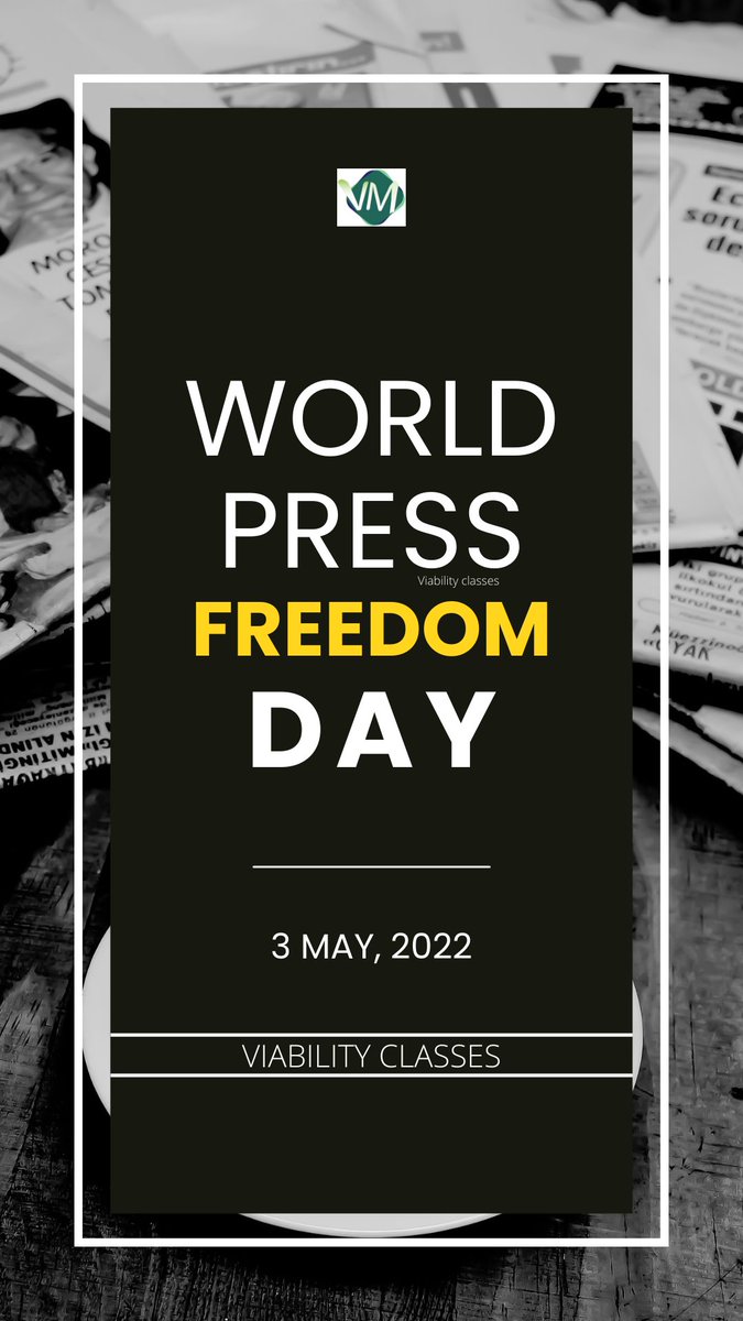 ViabilityC's tweet image. #WorldPressFreedomDay 
#viabilityclasses 
#PressFreedom 

•It observed to raise awareness of the importance of freedom of the press . 
• Beginning year - 1993
•Declared  by the - UNESCO 

National press day is observed on 16th November.