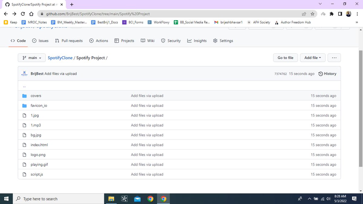BrijBest's tweet photo. Successfully created a #Spotify clone using only #HTML #CSS &amp; #javascript and uploaded on #github

Thanks @CodeWithHarry1 for all your efforts and Coaching

#codinglife #project #webdevelopment https://t.co/YhOcfRfhE9