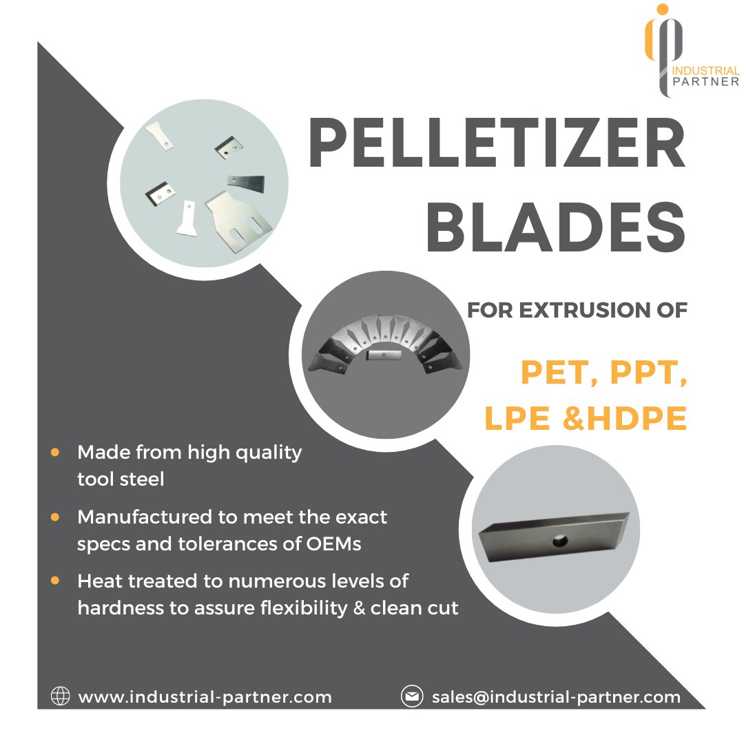 industrialpart_'s tweet image. Made from high carbon stainless steel, the Pelletizer Blades are manufactured to meet the exact specs and tolerances of OEMs.

#industrialpartner #underwaterpelletizer #Pelletizermachine #Pelletizerblades #Ringmoldpelletizer #Pelletizercutterblade #blades #skdpelletizerblade