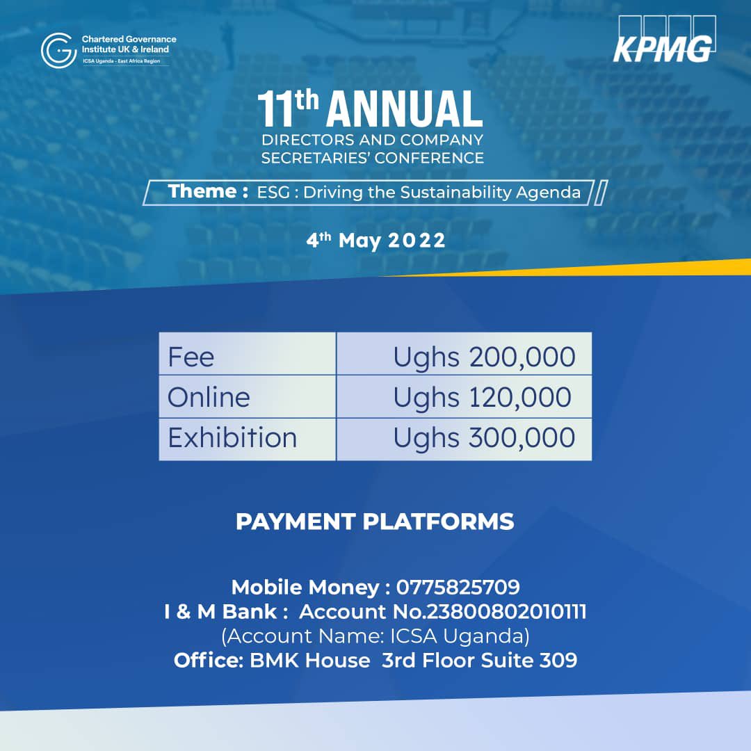 The conference is to guide Participants on the ‘must dos’ in relation to the ESG concept and further to equip the participants with tools to further the ESG agenda. #DirectorsSecretariesConf