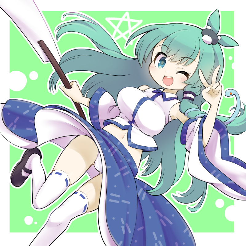 東風谷早苗 「ちょいと塗りの練習かねて早苗さんをば
チラリ 」|futa＠例大祭こ37aのイラスト