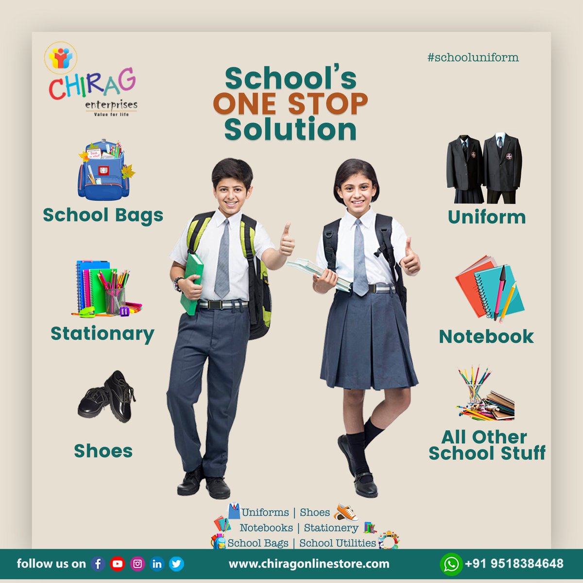 Once we know better, We should choose better.
We provide all school uniforms with best quality.
.
👉Visit: chiragonlinestore.com
Call:9518384648/ 9420549798
.
#schooluniform #school #schoolwear #girlswearpantstoo #tshirt #schooluniform #uniform #embroidery #polo #manufacturer