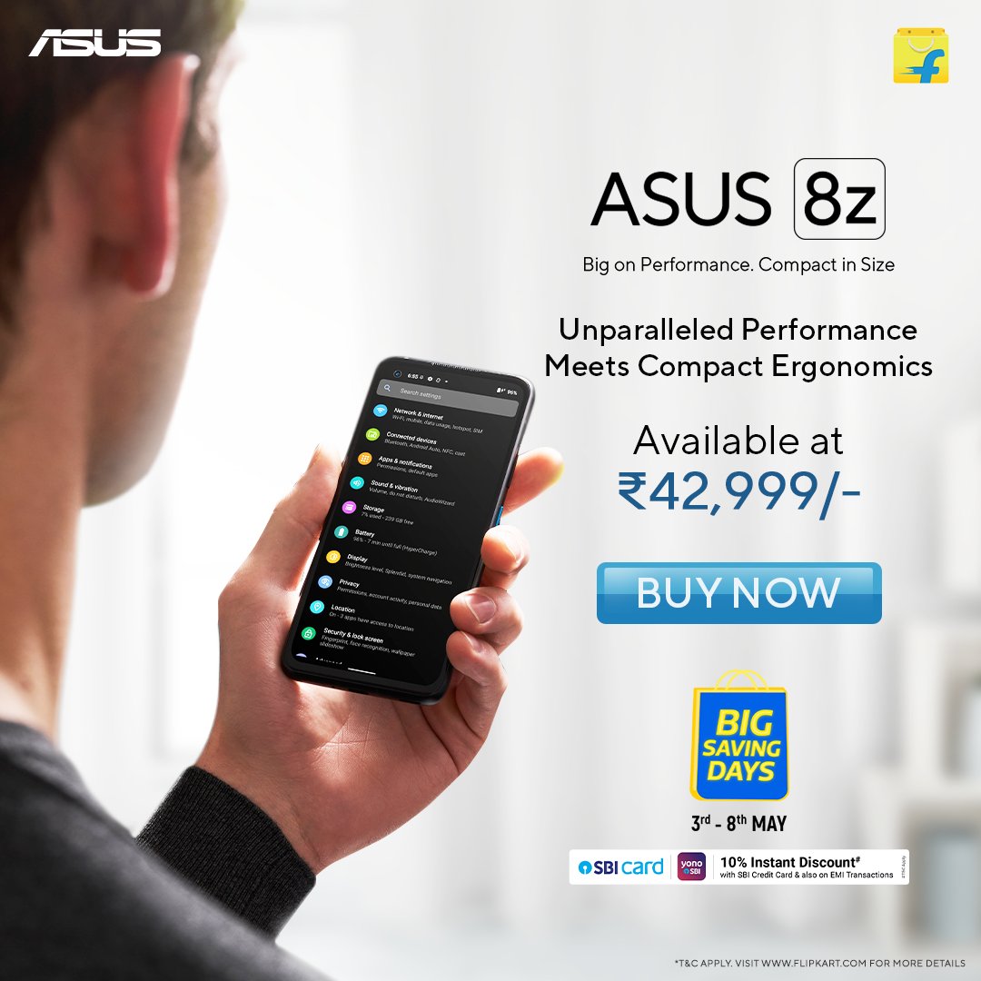 ASUSIndia's tweet photo. The mighty #ASUS8z offers brilliant performance, effortless operation, and perfect pocketability in a compact and easy-to-handle package. Buy this #BigOnPerformanceCompactInSize device only on @flipkart’s #BigSavingDays Sale : https://t.co/7MNlCgwnJW
#LovedByTechGurus https://t.co/ZssjZ3QgYO