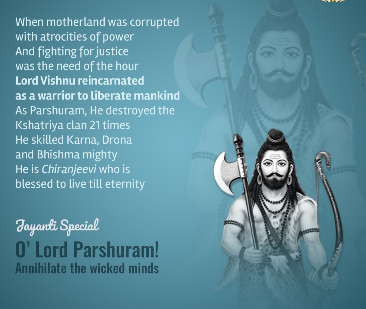 MohitBarnwal15's tweet photo. Happy Parshuram Jayanti 2022!
#parshu #parshuram #ParshuramJayanti #parshuramvanshi #parshuramjayanti #parshuramsena #jyanti https://t.co/ejhk8LhStB