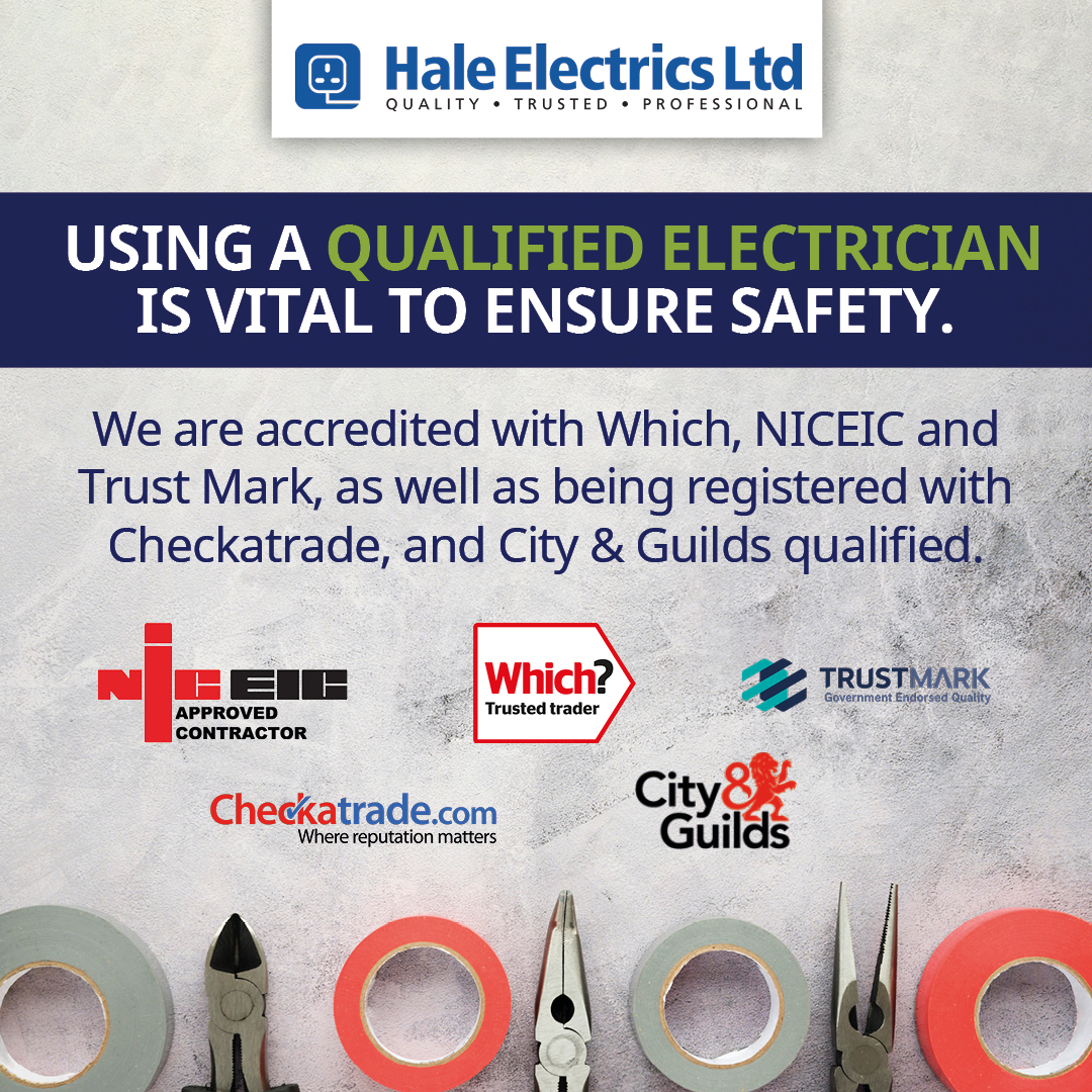 Hale_Electrics's tweet photo. Wiring and electrics are complex - one wrong move and everything could go up in smoke. 🔥⚡ Using a qualified electrician is vital to ensure safety. 

Hale Electrics is accredited with Which, NICEIC and Trust Mark, as well as being registered with Checkatrade, and City &amp; Guil ... https://t.co/gq3RcimPNZ