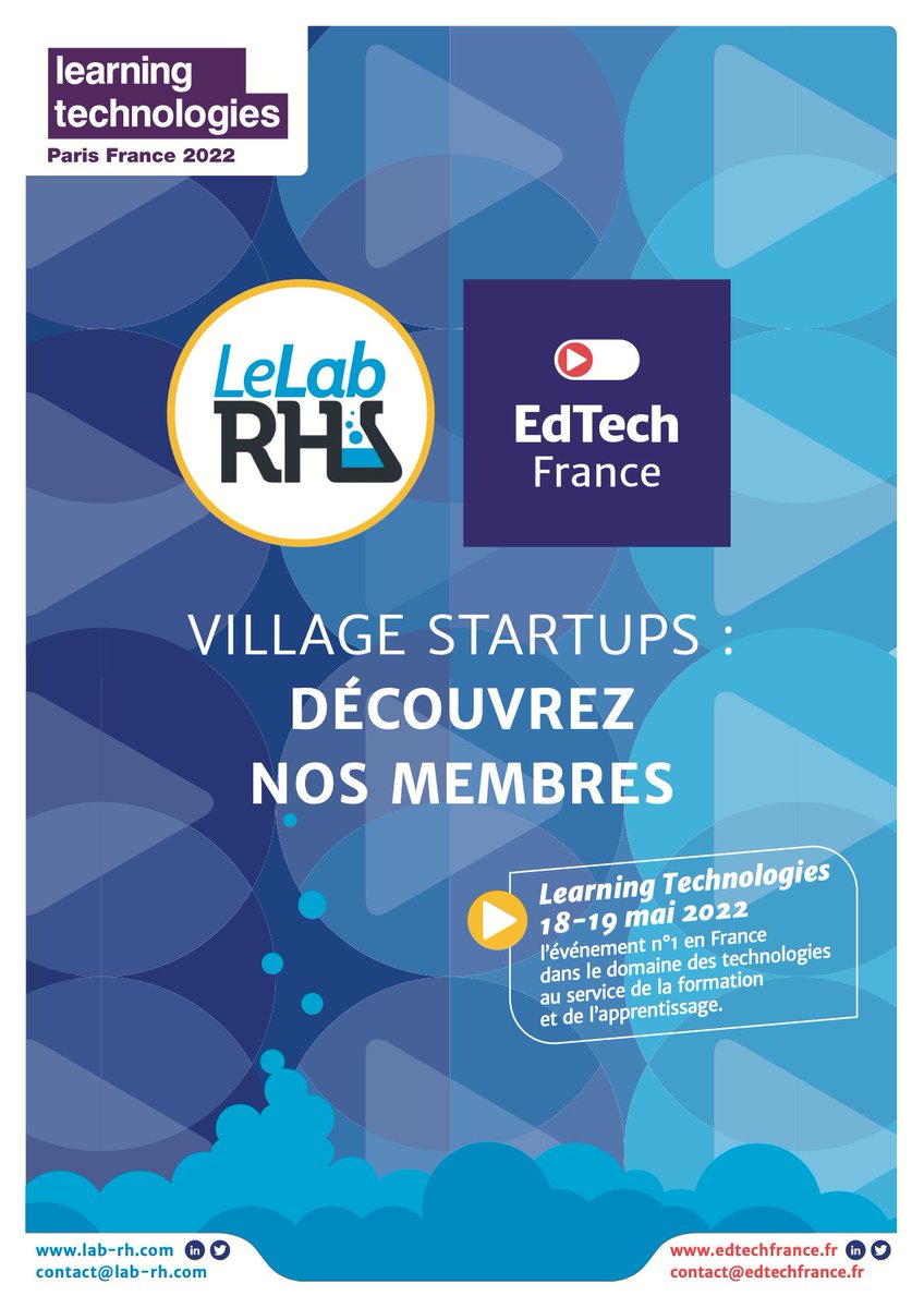 La #EdTech 🇫🇷 sera en force à <a href="/LearnTechFR/">Learning Technologies France</a> !!! #LT2022 
🗓 18-19 mai 2022
📍 Paris Porte de Versailles
🎙 + 150 conférences gratuites 
✔︎ + 200 exposants 
ET un village #startups avec nos copains du <a href="/labrh/">l@b.rh</a> 🚀
⇢ Venez-nous rencontrer : learningtechnologiesfrance.com/pourquoi-visit… <a href="/vianneythomas/">Vianney THOMAS</a> 👑