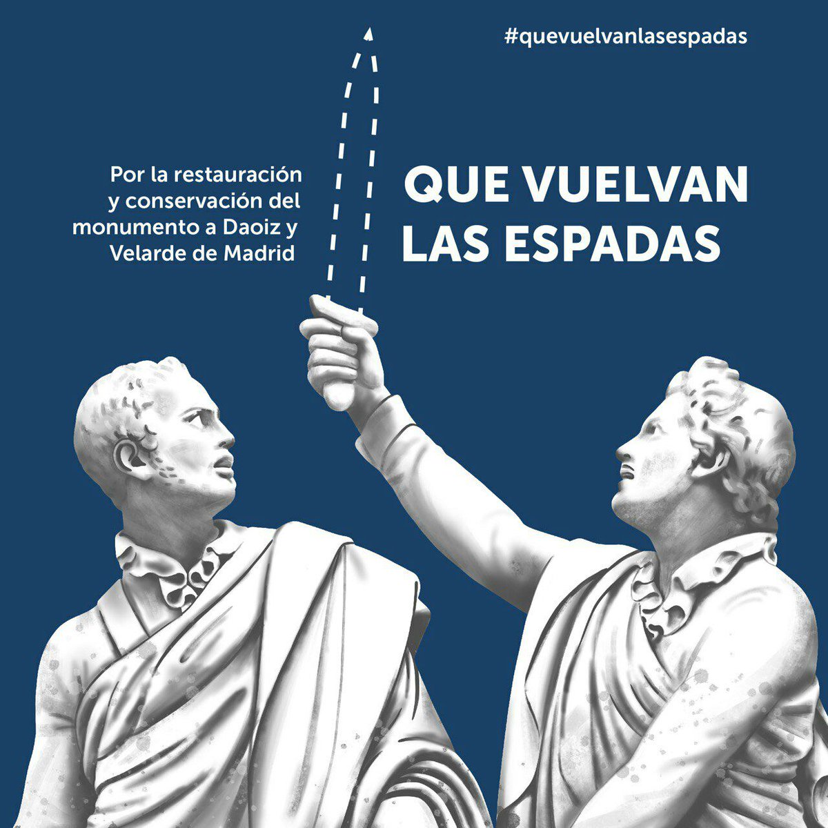 ACOHKA's tweet photo. QUE VUELVAN LAS #ESPADAS
En relación con el grupo escultórico a Daoiz y Velarde en la plaza del Dos de Mayo de Madrid, #reclamamos :
1) la recuperación de las espadas y
2) la conservación y dignificación del conjunto los 365 días del año.
#quevuelvanlasespadas https://t.co/ISJQHHS4aB