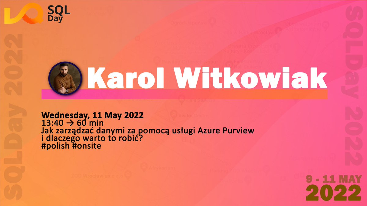 sqlday's tweet photo. 📣 We are proudly presenting 
our 2022 SQLDAY EDITION Speakers!

🧑‍ Karol Witkowiak
🔹 Wed 11
Jak zarządzać danymi za pomocą usługi Azure Purview i dlaczego warto to robić?
#pol #onsite

#karolwitkowiak #SQLDay2022 #sqlday #DataCommunityPoland #datacommunity #wroclaw #poland https://t.co/0yDKy1tcI4