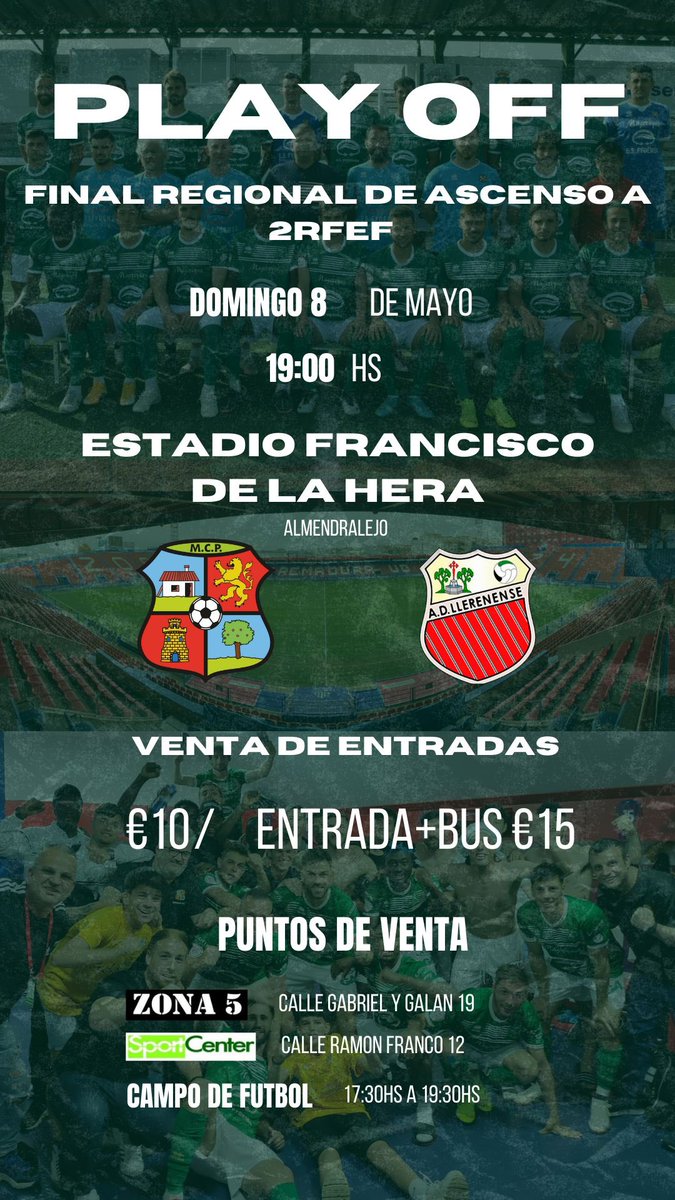 El domingo ellos serán muchísimos porque están muy cerca de Almendralejo pero nosotros, vayamos los que vayamos, SEREMOS MÁS 
¡Hala Moralo! ¡ Hala Moralo! 💪💚💪💚
#UnMoraloNuncaSeRinde