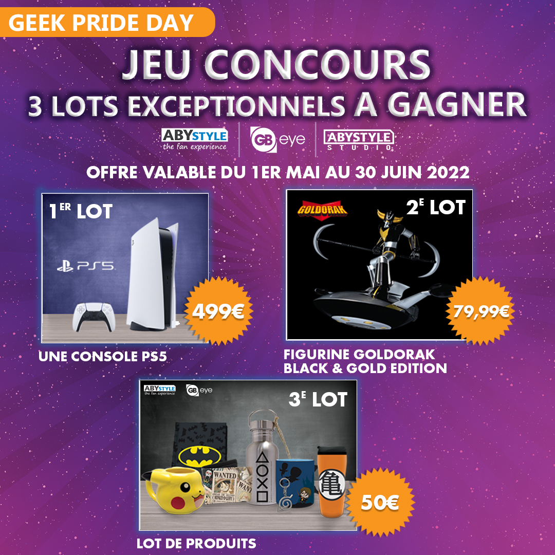 HypergamesA's tweet photo. #CONCOURS #GeekPrideDay
Pour tout achat d’un produit #ABYstyle, #ABYstyle Studio ou #GBeye dans vos magasins #Auchan, tentez de remporter l’un de ces 3 superbes lots ! 😍
Pour s’inscrire, c’est ici ➡ https://t.co/8Ojr9Rnmis https://t.co/nk9f2JI15f