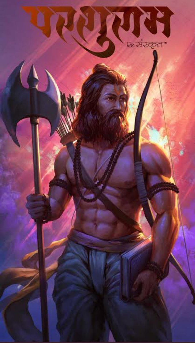 "भगवान परशुराम", the sixth Incarnation of Vishnu, belongs to the Tretayug, and is the son of Jamadagni and Renuka. Parshu means axe, hence His name literally means Ram-with-the-axe. 

#ParshuramJayanti
#परशुराम_जयंती
