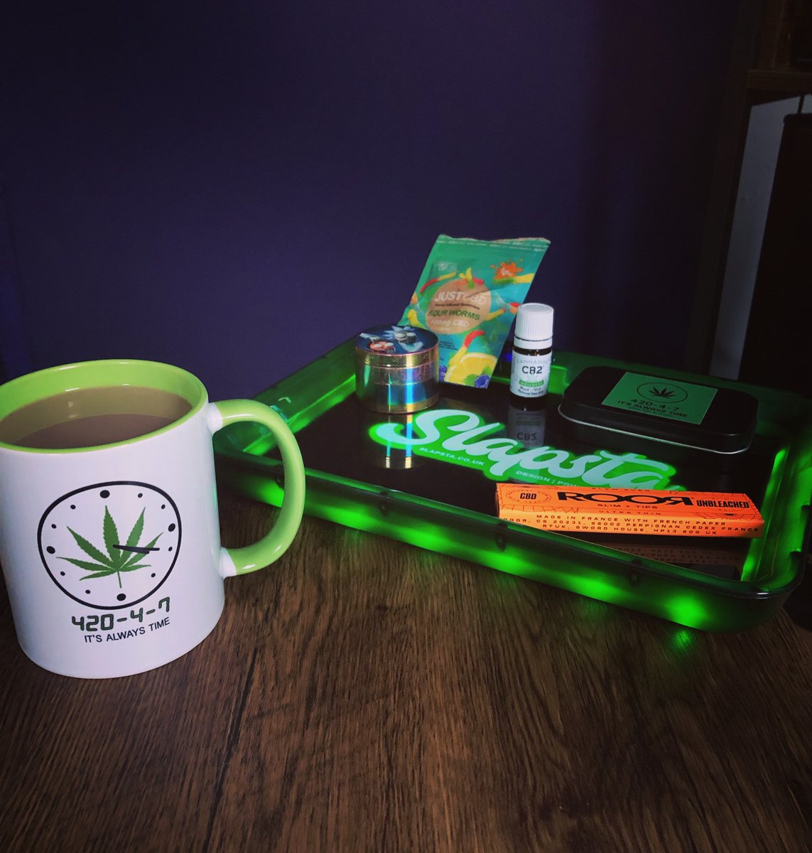 Morning starts 420-4-7 style ✨

Who loves our new mugs? 🐸☕️

#wakeandbake #wakenbake #morningcoffee #coffee #rollingtray #stoner #cbd #cb2 #hemp #weed