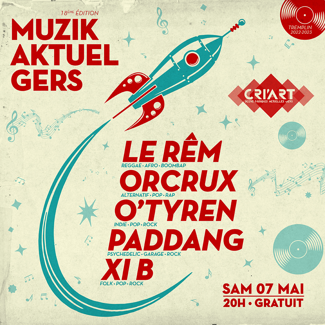 🎸 LES CONCERTS DE LA SEMAINE !!!! 🎸

🎸 ROMA JAZZING EUROPE 
📆 jeudi 05 mai ⏰ 19h 🎫 Gratuit
ℹ imaj32.fr/agenda.php?id=…

🎸 TREMPLIN MUZIKAKTUEL GERS
▶️ LE RÊM / ORCRUX / O'TYREN / PADDANG / XI B  
📆 samedi 07 mai ⏰ 20h 🎫 Gratuit
ℹ imaj32.fr/agenda.php?id=…