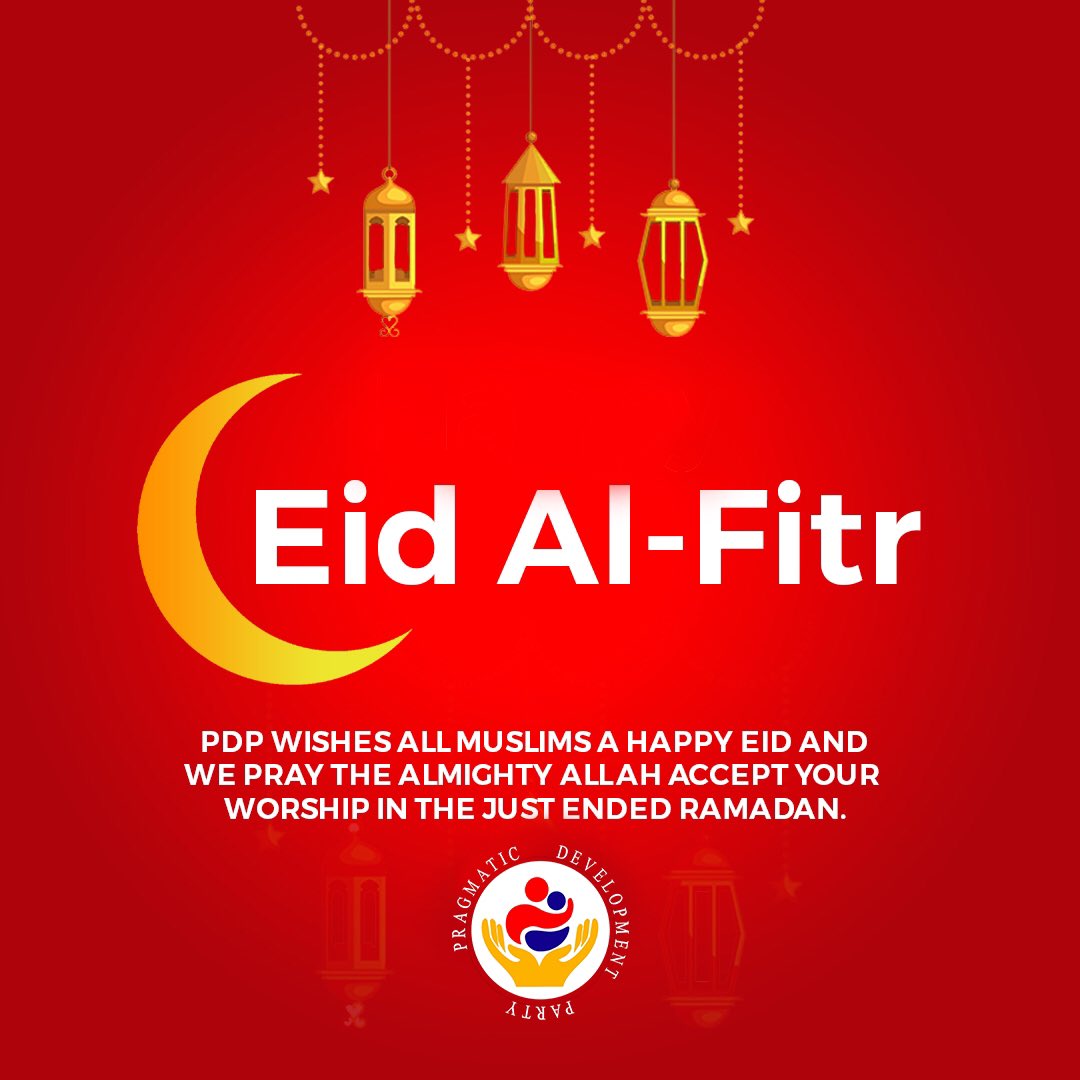 officiallyPDP's tweet photo. Pragmatic Development Party wishes each and every Muslim across the country a happy Eid. Eid Mubarak to you all. It is our prayer that the Almighty Allah accept your worship in the just ended Ramadan.
May Allah bless us all.
#Eidmubarak
#PDP
#Emashie
#Nyamensawomu https://t.co/Xsl3jCbvCu