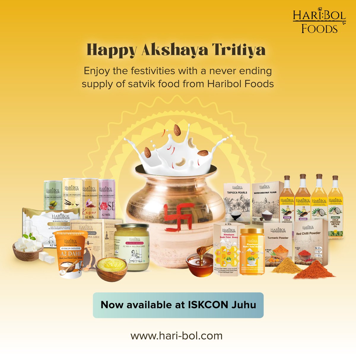haribolmilk's tweet photo. Happy Akshaya Tritiya🙏🌼✨
#HaribolFoods #SwitchToA2 #Ahimsa #AkshayaTritiya #ISKCONJuhu https://t.co/eSeDoo0EmH