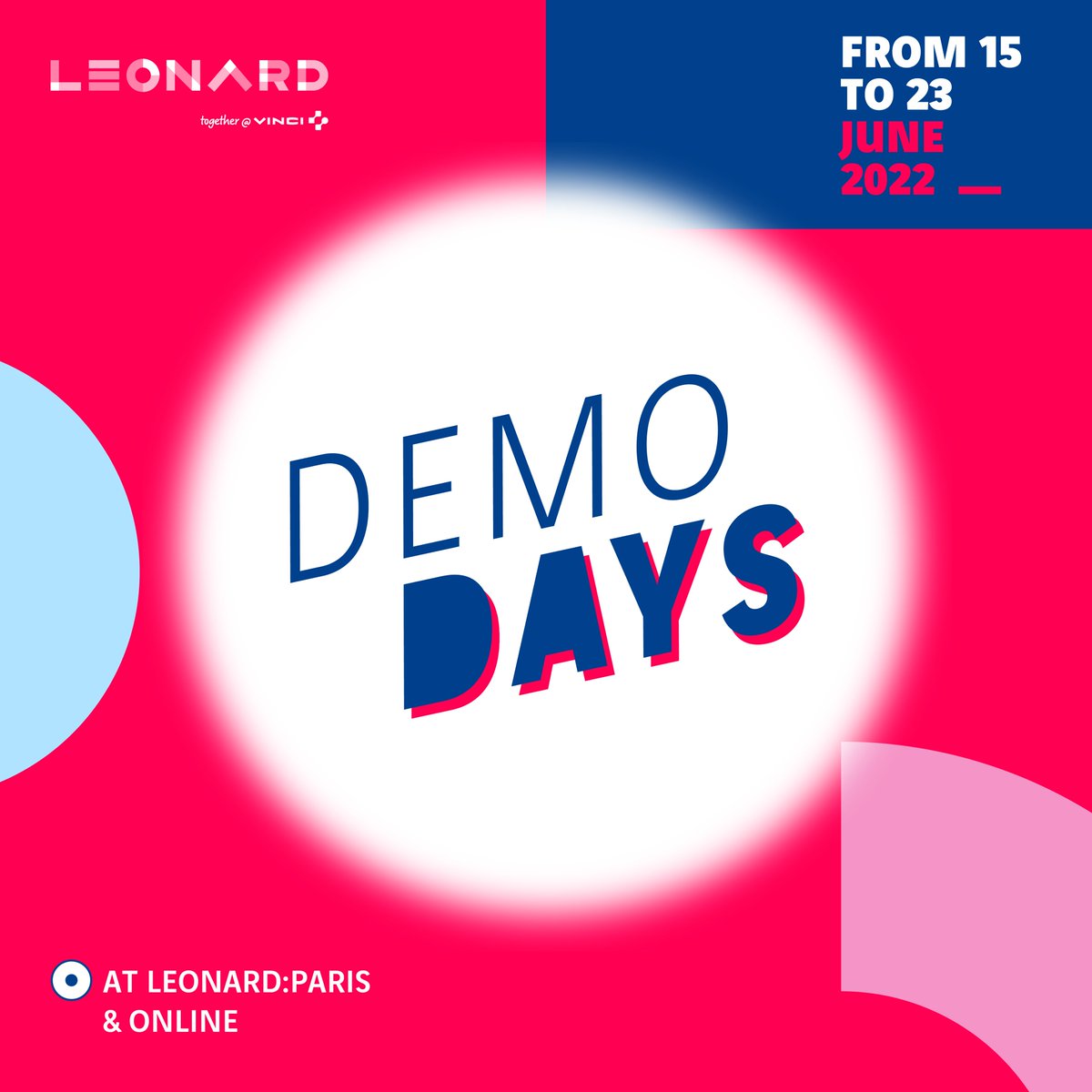 The Demo Days by <a href="/WeAreLeonard/">Leonard</a>  are back! 🎉
Meet the 2022 Graduates from the SEED program, the projects presented by <a href="/VINCIConstruc/">VINCI Construction</a>'s Intrapreneurs and the innovative companies supported by the Catalyst program, from June 15th- June 23rd.
Register here👉 lnkd.in/eK8mZPeQ