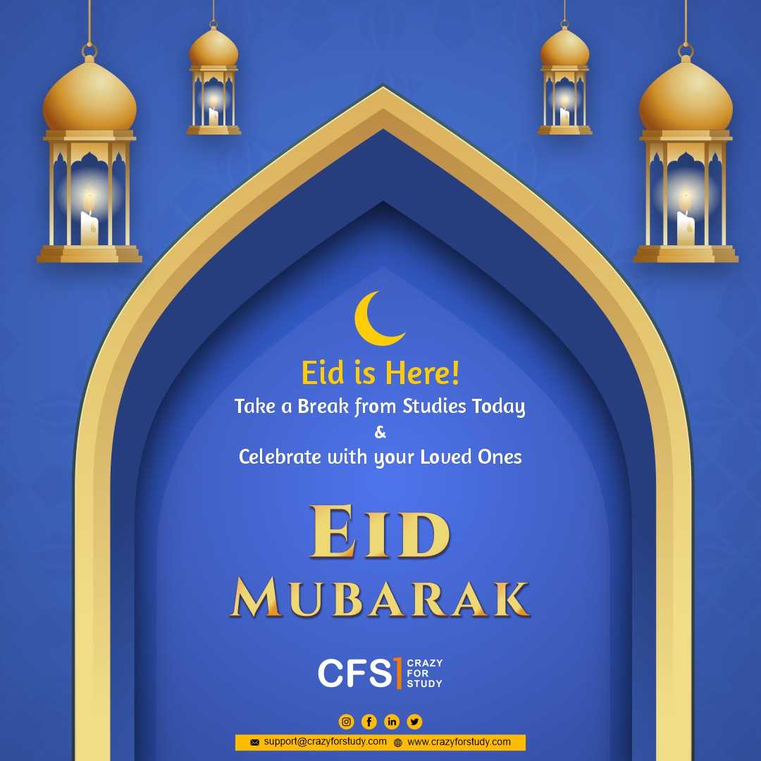 CrazyForStudy1's tweet photo. #CrazyforStudy wishes everyone, #EidMubarak!
Let the sweets be sweeter,
The #Eidi be better
And our #hearts, warmer.
May prosperity and happiness bless all. https://t.co/BUk4hwMUnZ