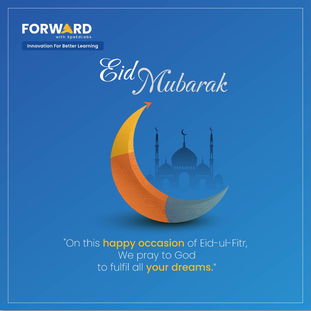 FSpeedlabs's tweet photo. On this happy occasion of Eid-ul-Fitr, We pray to God to fulfil all your dreams.

#speedlabs #forward #eidmubarak #EidMubarak2022  #learning https://t.co/0a1GgL0jti