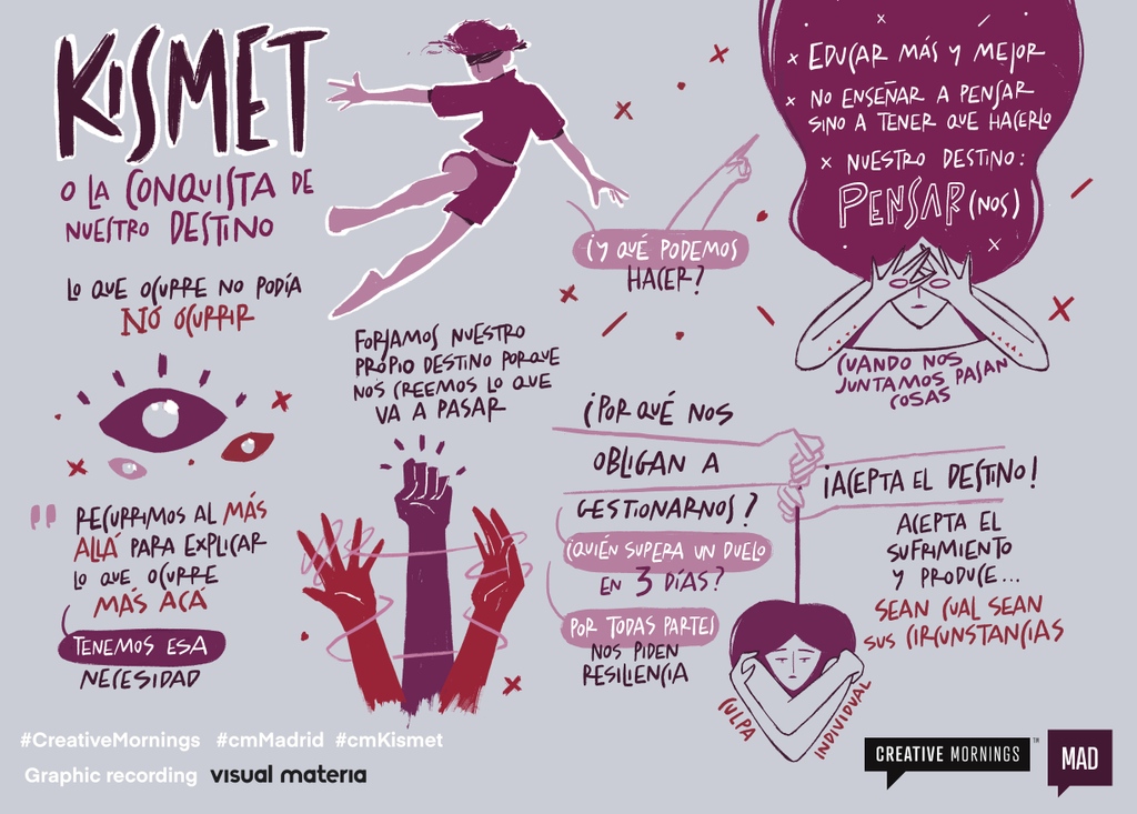 Aún tenemos resaca de felicidad tras el #CreativeMornings del viernes 🧡 <a href="/visualmateria/">Visual Materia</a> se estrenó en esta edición ilustrando en directo el tema #cmKismet mientras <a href="/Aspirar_al_uno/">Carlos Javier González Serrano</a> nos hacía reflexionar con sus palabras 🥐 ¡Pura inspiración cada último viernes del mes!