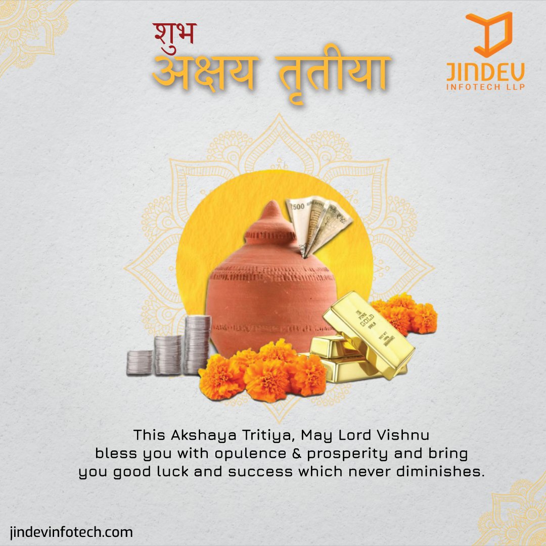 JindevInfotech's tweet photo. May you bless with wealth and prosperity on the occasion of Akshaya Tritiya.

Shubh Akshaya Tritiya!

#happy #akshayatritiya #celebration #love #peace #happiness #celebrating #AkshayaTritiya #AkshayaTritiya2022 #HappyAkshayaTritiya #festival https://t.co/wRJ3SBGaR3