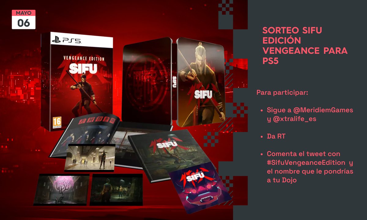 xtralife_es's tweet photo. ¡Celebremos el lanzamiento de #SIFU con un sorteo de la Edición Vengeance para #PS5 que realizamos con @MeridiemGames!👊

Para participar:

➡️Sigue a @MeridiemGames y @xtralife_es
🔁Haz RT
💬Comenta el tweet con #SifuVengeanceEdition y el nombre de tu Dojo

Hasta 06/05 https://t.co/UDoVwlj7WF
