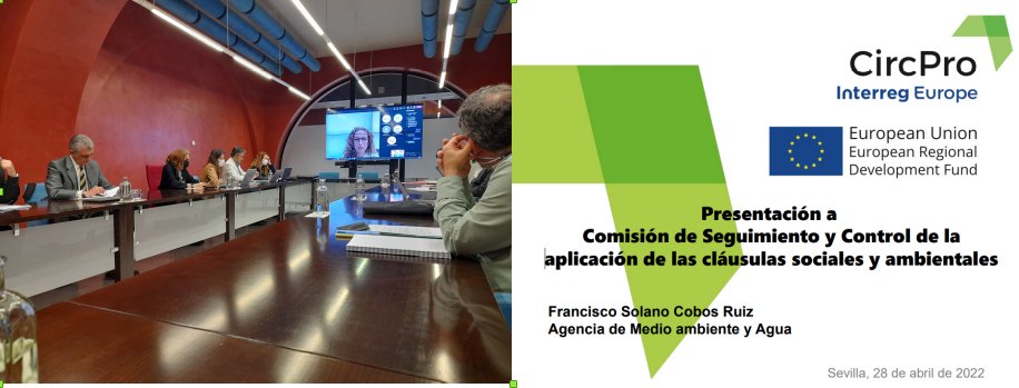 El pasado 28 tuvimos la oportunidad de presentar <a href="/circ_pro/">CircPro</a> ante la Comisión de seguimiento de cláusulas ambientales de @HaciendAND. 
Last 28th we presented <a href="/circ_pro/">CircPro</a> in the Committee for monitoring environmental aspects in contracts of andalusia Government. #circulareconomy