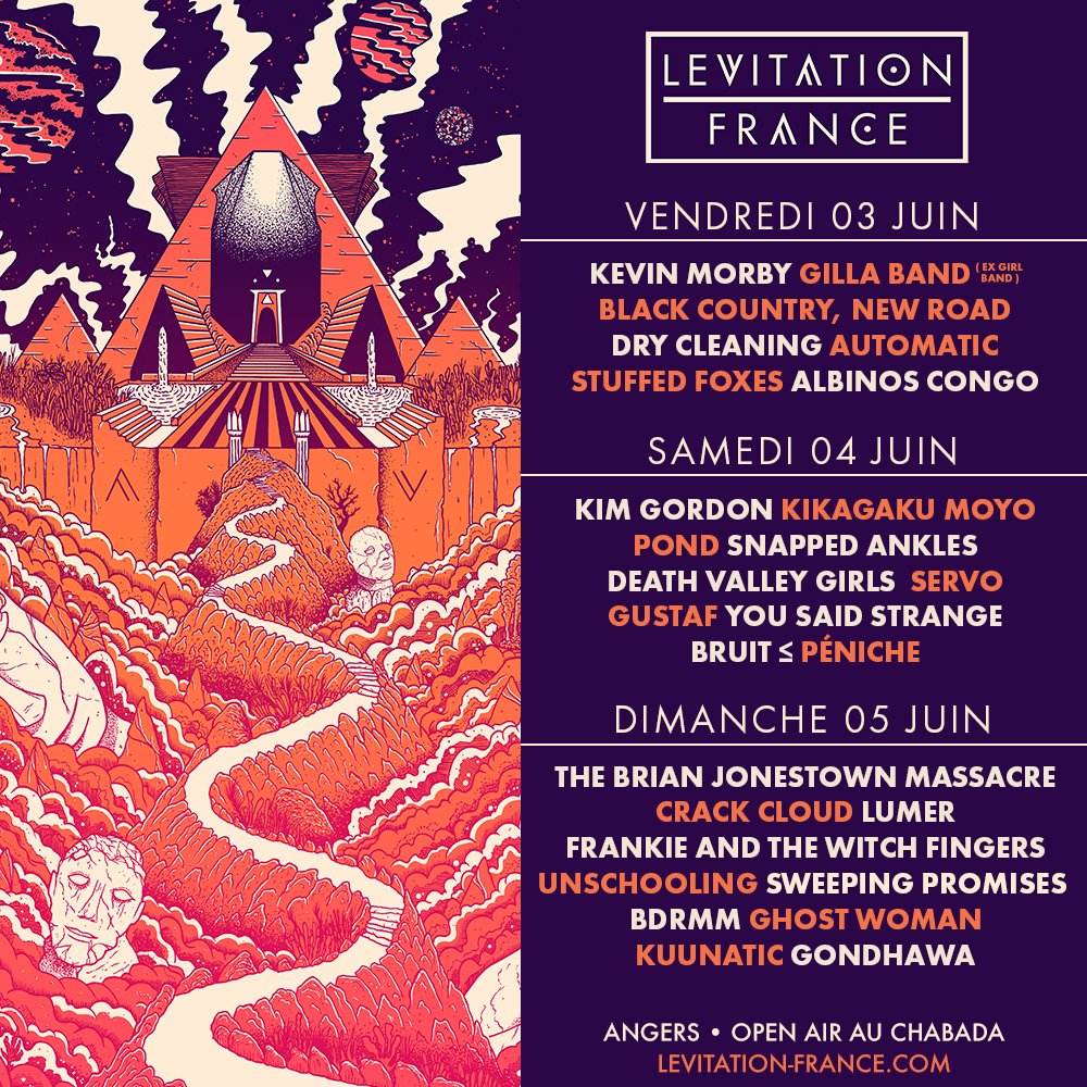 pierreandrieu's tweet photo. #LevitationFrance #LF2022 Dans un mois @levitationfr en plein air @lechabada : 3 juin @kevinmorby @GillaBand @BCNRband... 4: @KimletGordon @kikagaku_moyo @Deathvalleygrls... 5: @BJM_Band @thewitchfingers @CrackCloudEU Pass &amp; billets en vente. Chros &amp; infos:https://t.co/uW6XX7dQU1 https://t.co/Id2ZGo1ItO