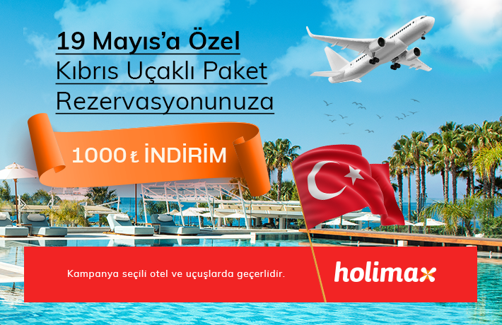 19 Mayıs Atatürk'ü Anma, Gençlik ve Spor Bayramı haftasında, Holimax'te Kıbrıs uçak bileti dahil otel rezervasyonlarınızda 1000 TL indirim fırsatı sizi bekliyor. Hemen arayın; Holimax'in avantajlı Kıbrıs tatili kampanyasını kaçırmayın.

☎️ 0850 777 09 37
💳Kredi kartına taksit