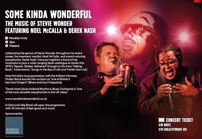 Who doesn't like the music of Stevie Wonder? This show is a celebration of his vast catalogue @StevieWonder @motown @Some_Kinda_Wond @DerekNashSax @tixSouthEast