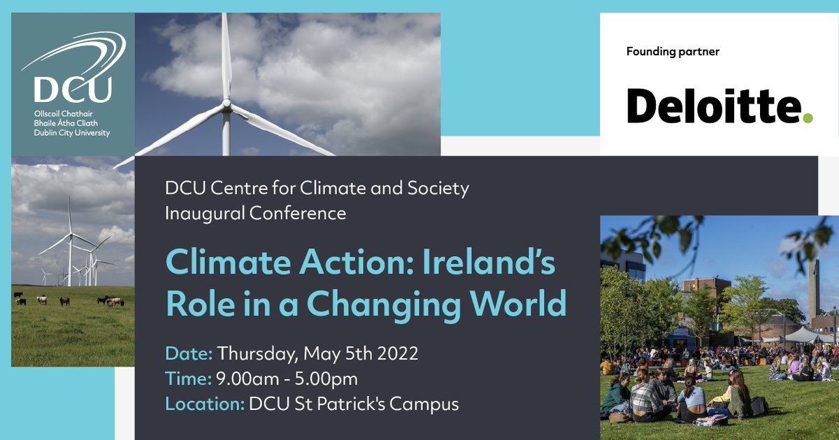diarmuidtorney's tweet photo. Today is the last day to register for our inaugural @DCU Centre for #Climate &amp; Society conference, taking place this Thurs 5 May on our St Patrick's campus Drumcondra

President of Ireland Michael D Higgins will deliver the keynote address

Register here: https://t.co/t5Y2rFysNO https://t.co/mSMFzLXmPm