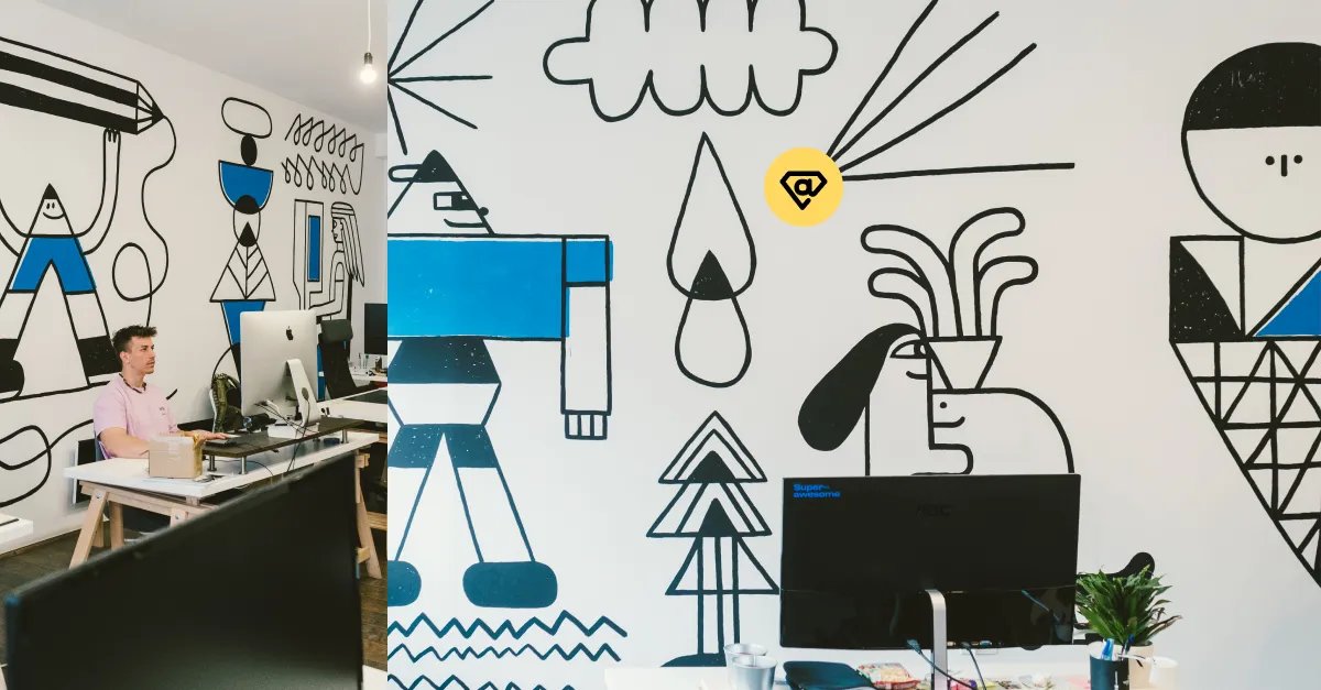 “Mural for Superawesome done. I had a lot of fun doing this piece. It was mostly an improvisation. I was playing with different forms and characters until the whole wall was in balance” We love it! Thank you @lookenzi.