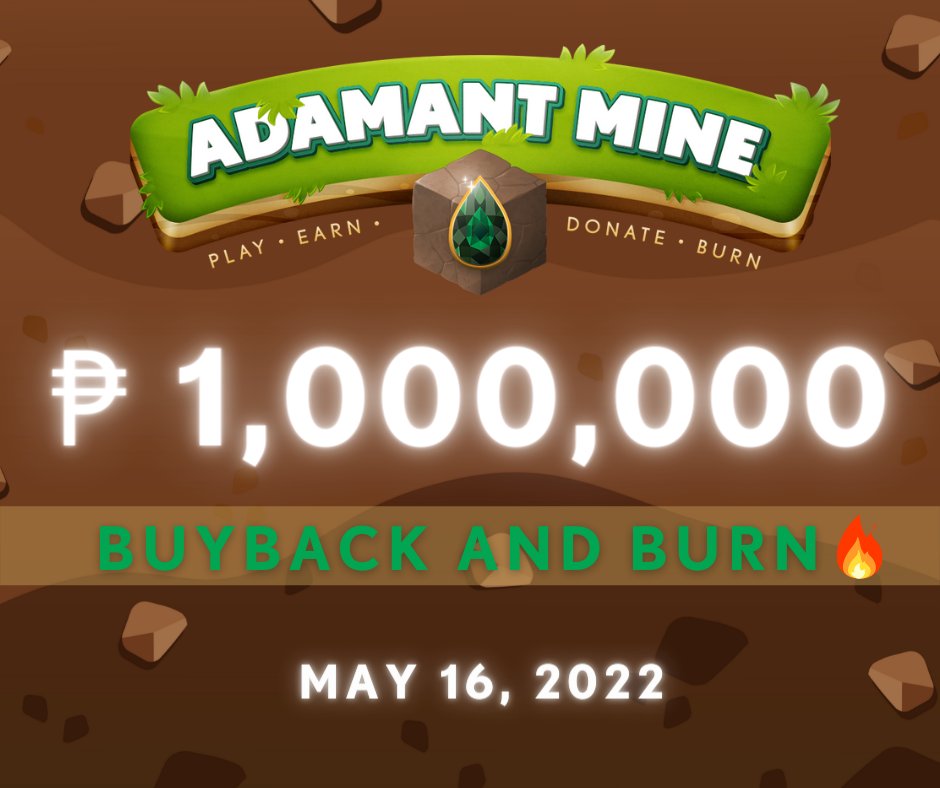 📣 BUYBACK AND BURN 📣

The Adamant Team would like to tell you guys about our BUYBACK AND BURN event ❗️

This BUYBACK AND BURN will start at May 16, 2022 and will consist of 1,000,000 PHP (~20,000 USD) 💎💎💎

#p2e #crypto #cryptocurrency #blockchain #bsc #cryptogames #gaming