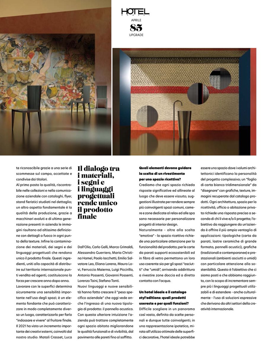 gumdesign_gab's tweet photo. una bella intervista per @Hoteldomanimag1 che indaga il mondo delle superfici e la nostra direzione creativa per Styl’editions... grazie Anna!
#HOTELDOMANI #magazine #interview #artdirection #gumdesign #styleditions #wallpaper #wallpaperdesign #surfacepatterndesign https://t.co/zD30Cgxdi1