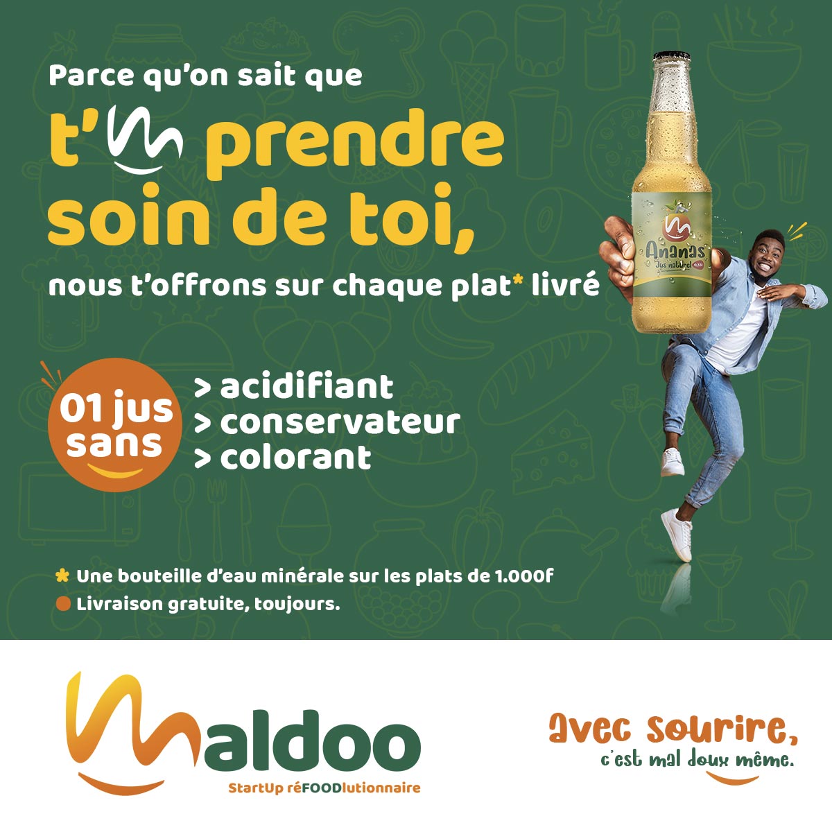 maldooafrica's tweet photo. Naturel, frais, sans acidifiant, colorant ni conservateur.. On sait que t'M ça.
Alors commande ton MalDoo maintenant et reçois un Jus naturel en bonus > +229 61 07 07 75
+ livraison offerte, toujours.
_avec Sourire, c'est mal doux même.
#MalDoo
#MFresh
#MDrive
#réFOODlution https://t.co/F2M0J7op6f