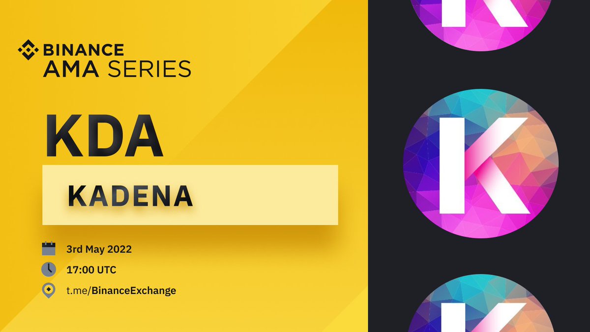 Just a reminder for the day $kda #ama with <a href="/binance/">Binance</a>. If you're #kadena fan or just learning about #cryptocurrency this a good way to break into #crypto. Stoked to hear more from <a href="/kadena_io/">Kadena</a> 
#bnb #Binance