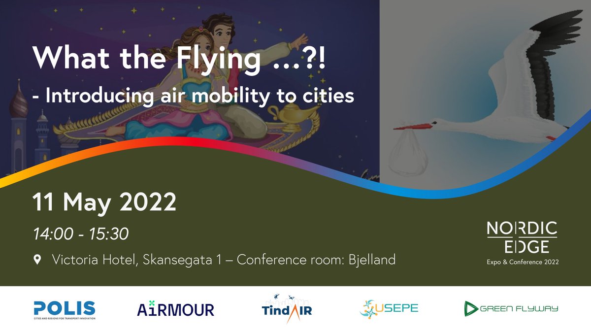 Join the workshop 'What the Flying…?! Introducing Air Mobility to Cities' @nordicedgeexpo on 11 May, 2022 at 14-15.30! We will host the event with POLIS Network, @TindAIR_EU, Green Flyway and USEPE airmour.eu/nordic-edge-ex… #UAM #drones #H2020